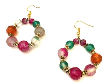 Séjour Creations Multi-Color Petite Round Acrylic Beads Earrings