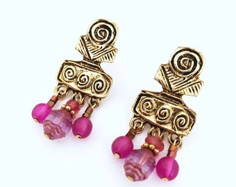 Séjour Creations Vintage Purple Acrylic Bead Earrings