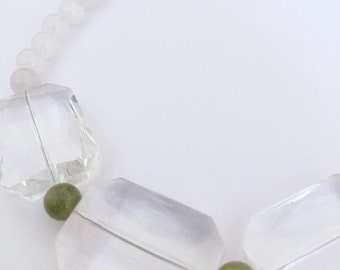 Séjour Creations Clear, White and Green Acrylic Necklace