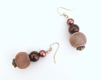 Séjour Creations Brown & Brass Earrings