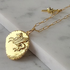 Greek Pegasus Gold Coin Necklace