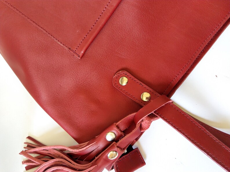 Red leather laptop bag Soft bag genuine leather personalized Etsy