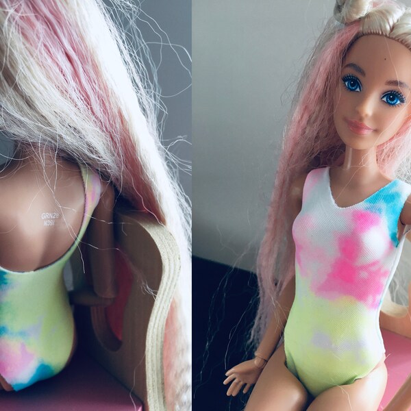 Tie dye  swimsuit for Barbie for vacation, colorful beach wear