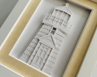 Brant Point Lighthouse - hand cut, layered paper sculpture