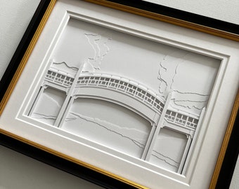 MADE TO ORDER - Crim Dell Bridge, College of William & Mary, hand cut layered paper sculpture