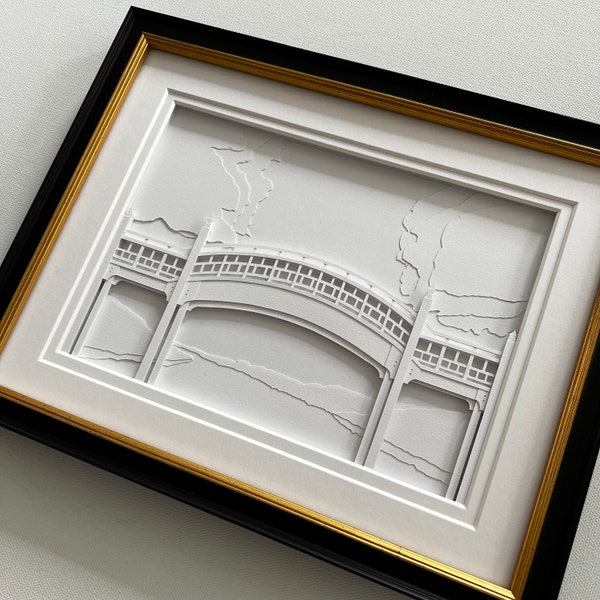 MADE TO ORDER - Crim Dell Bridge, College of William & Mary, hand cut layered paper sculpture