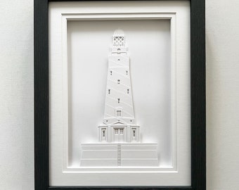 White Shoal Lighthouse - hand cut, layered paper sculpture