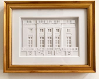 MADE TO ORDER - Petit Trianon, hand cut, layered paper sculpture