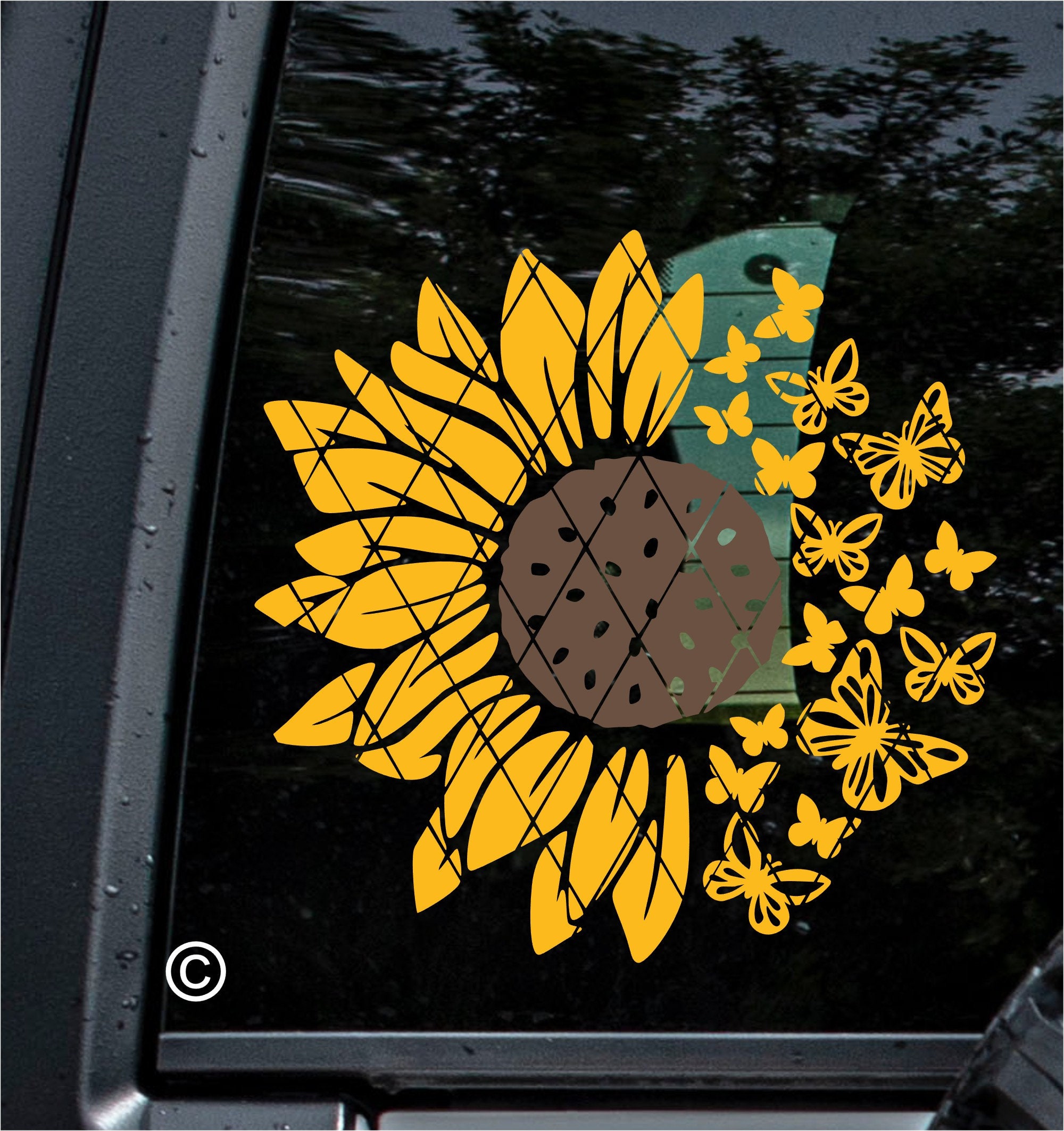 Butterflies and Sunflower Decalsunflower Decalstyle 3 Etsy