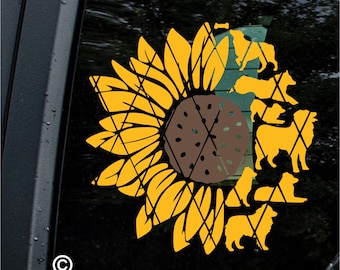 Aussie Sunflower Vinyl Decal: Australian Shepherd Car Sticker