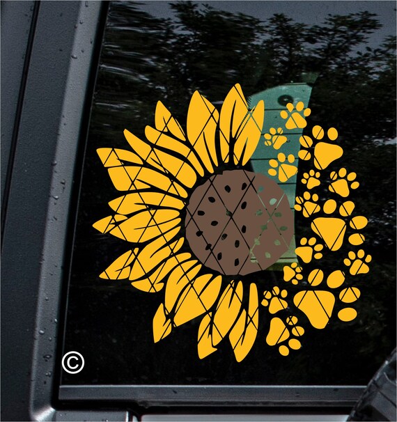 Monogram Sunflower Paw Prints Vinyl Decal Sticker Window Tumbler Laptop