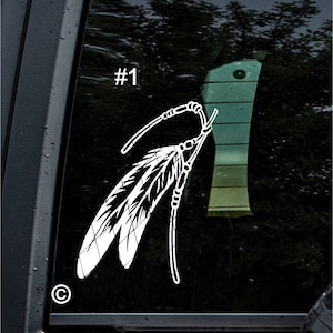 Feather Decal~Tribal Feathers Decal~Choice of #1 or #2~Native American Inspired Decal~Car Decal~Laptop Decal~(#SS010)