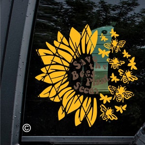Save The Bees Plant Seeds and Sunflower Decal~Sunflower Decal~Car Window Decal~(#SS0A27)