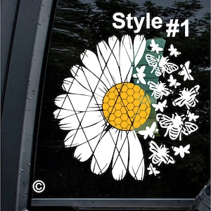BEES and Daisy Decal~Daisy Decal~Style Daisy Monogram Decal~Car Window Decal~(#SS0A23)