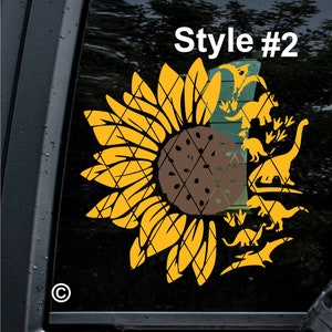 May include: A yellow sunflower with a brown center. The sunflower is made up of a series of dinosaur silhouettes. The text "Style #2" is visible at the top of the image.