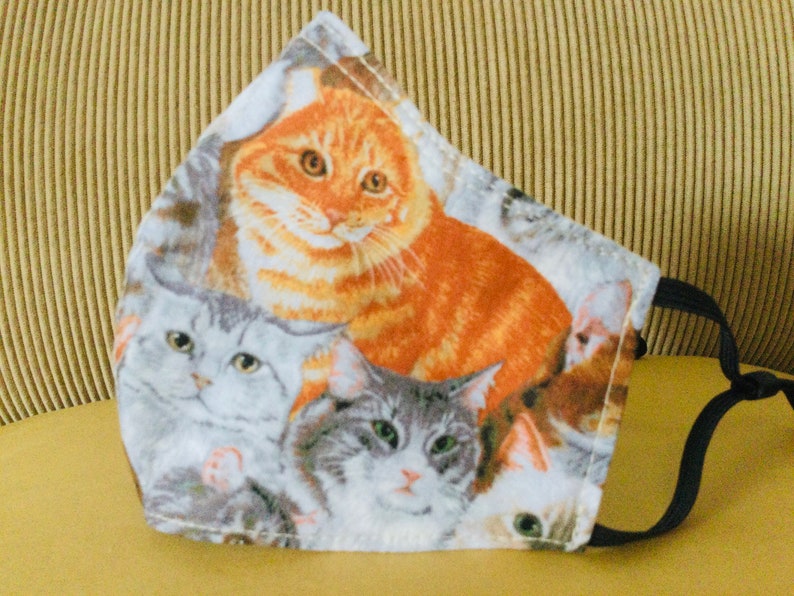 Updated Face Mask Cat Prints Design Two Layers Fabric Etsy