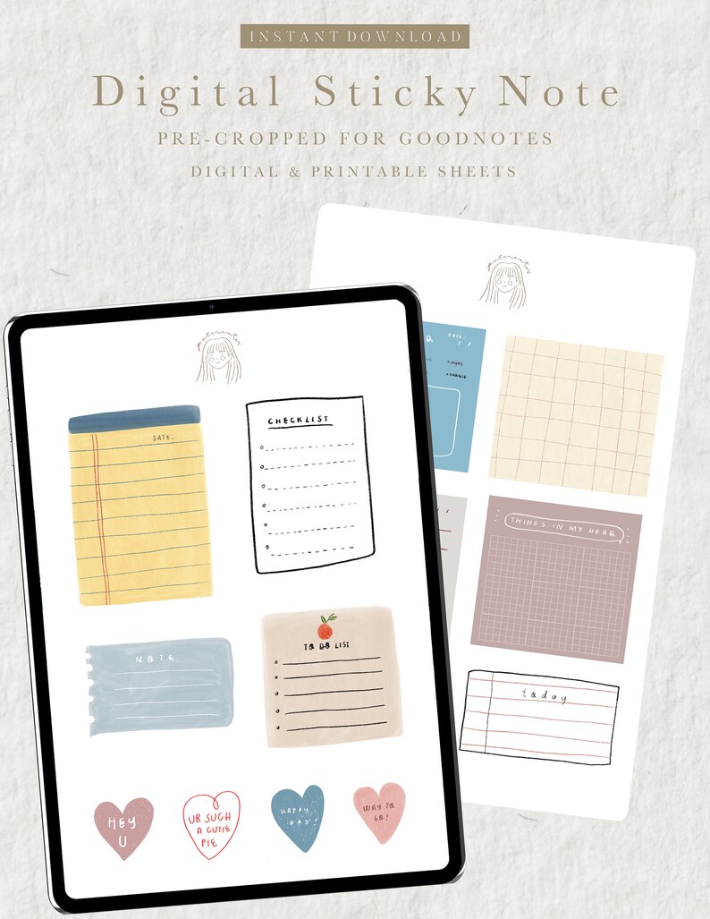 Digital Sticky Notes for Goodnotes Printable Sticker Sheet Etsy