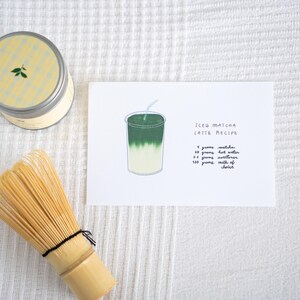 Matcha Latte Recipe Print, Matcha Latte Art Print, Matcha Art for Kitchen or Tea Bar, Green Tea Wall Decor, Tea Lover Gift, I