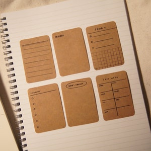 Kraft papier note pad sticker, sticky note sticker, notitie sticker, kraft sticker, bullet journal planner sticker