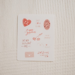 Self Love Club Sticker, Self Care Sticker Sheet, Love Yourself Sticker, Happy Galentines Sticker Sheet, Valentine’s Day Stickers