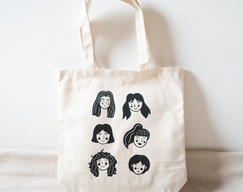 Bolsa de lona con caras minimalistas: bolsa de algodón ecológica