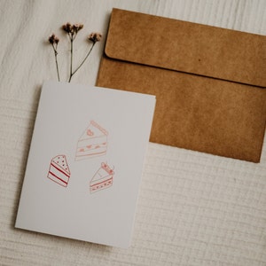 Simple Cake Valentine&#39;s Card, Greeting Card, Valentine’s Day Card for her, Valentine’s Day Card for him, Valentine’s Day Card