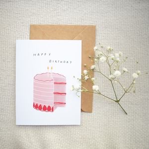 Happy Birthday Greeting Card, Cute Hand Drawn Birthday Card, Blank Birthday Card, Minimalist Birthday Card for Friend, Mom, Dad, Him, Her
