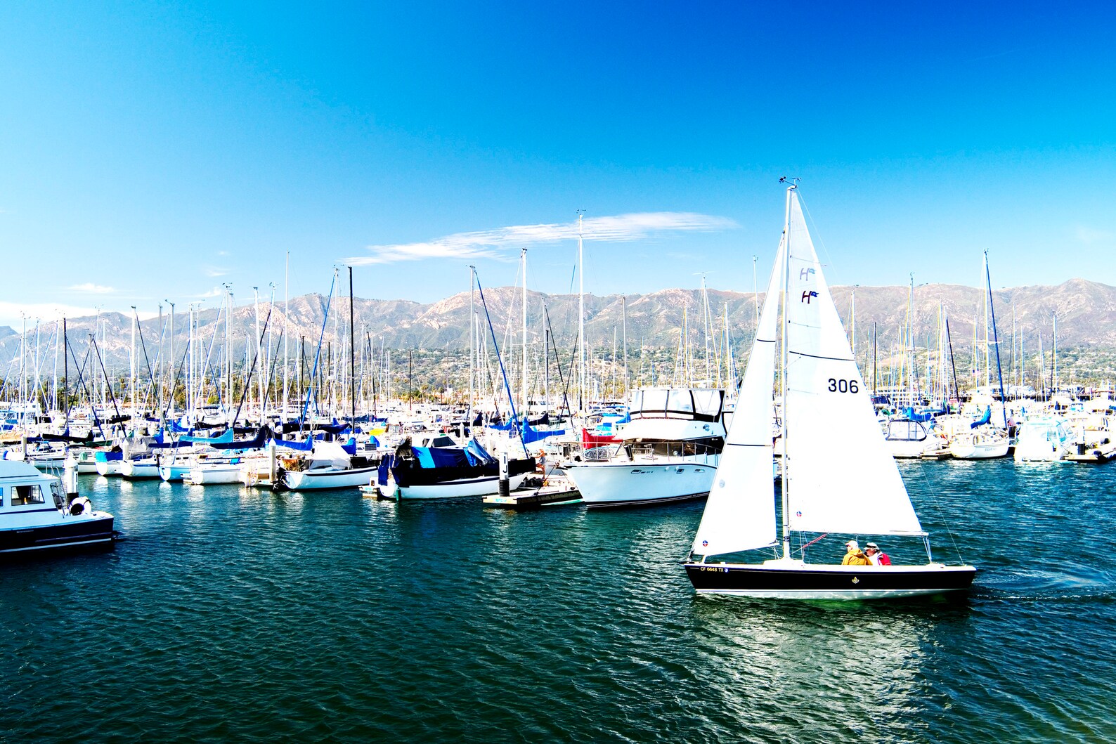 Santa Barbara Harbor Sailboat Print Southern California Etsy