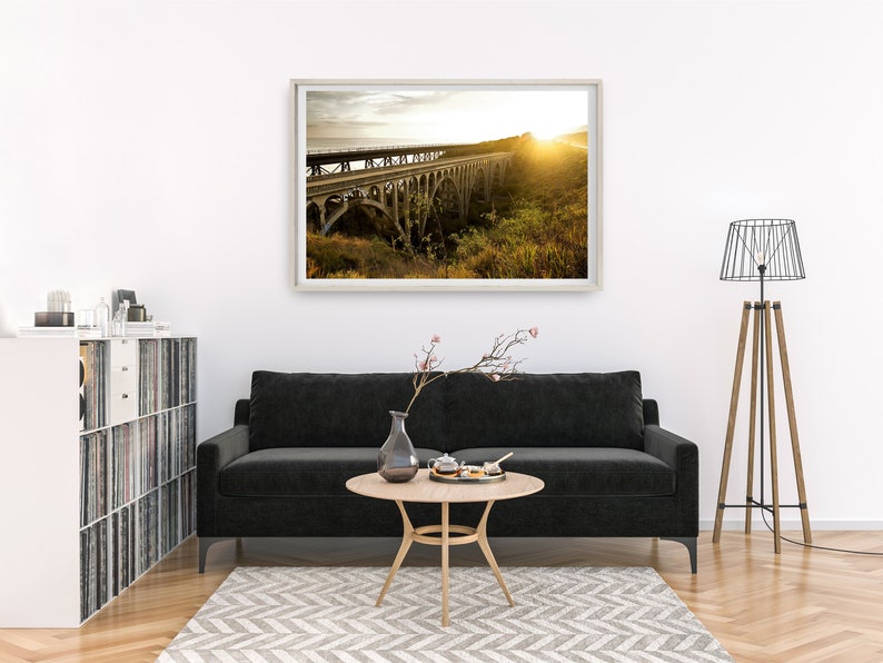 Coastal Photography Railroad Wall Art Santa Barbara Southern California Old Highway 101 Bridge Sunset Print Gaviota