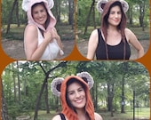 NEW Spring/fall  Inspired Galaxy bear crochet Hood hat with fur ears,  fur bear cosplay, bonnet, hoody  color options Unisex/Adult/teen