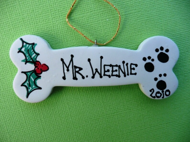 Personalized Polymer Clay Handmade Dog Bone Christmas Ornament Etsy
