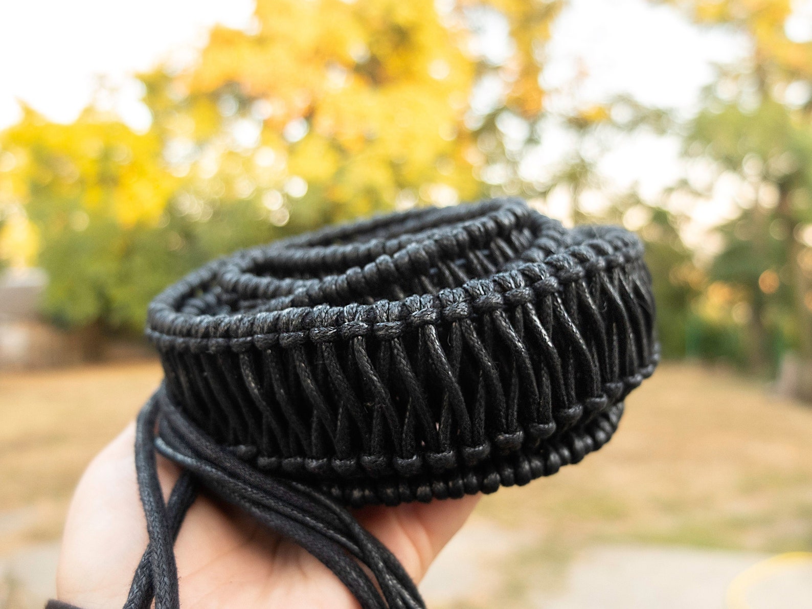 Rim Rope Handpan Drum Rope Braid: Black Waxed Cord Protective Rim Guard - Etsy