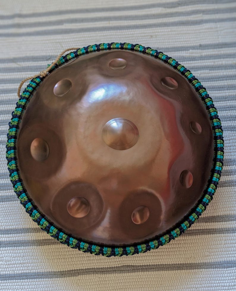 Macrame Handpan Rim Braid: Cotton Rope, Steel Drum Accessory Green Blue ...