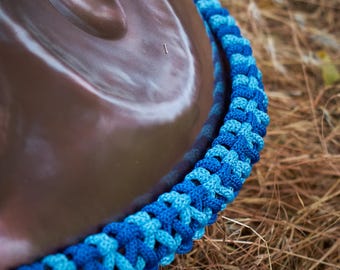 Macramé vlecht handpanrand: beschermend stalen tongtrommelkoord - blauwlichtblauw