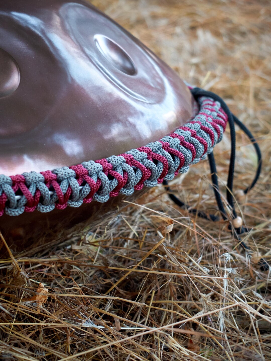 Rim Rope Macrame Handpan Rim Braid: Gray & Burgundy Protective Rope - Etsy
