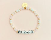Pastel Sky Custom Word Bracelet Personalized Dainty Name Stacking Friendship Gift Word, Name or Initials Letter Bead Bracelet
