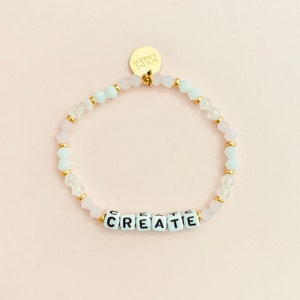 Pastel Sky Custom Word Bracelet • Personalized Dainty Name • Stacking Friendship Gift • Word, Name or Initials Letter Bead Bracelet