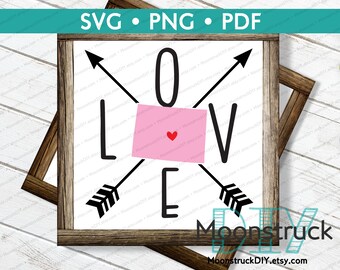 LOVE Colorado Svg, state Svg, colorado shirt, silhouette Svg, colorado gifts, colorado springs, arrow Svg, wood sign Svg, America Svg