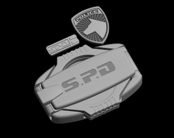 Power SPD Buckle and Badge Cosplay Set STL 3D Print File Ranger