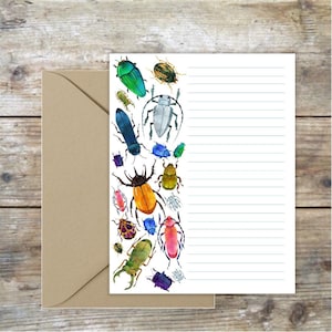 Papeterie pour enfants, papeterie pour enfants scarabée, insectes à imprimer, punaises et insectes, cadeau pour les amateurs d'insectes, cadeaux scarabée, insectes assortis