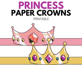 Couronne de princesse en papier pour enfants, anniversaire de princesse, créations artisanales de princesse en papier, bricolage couronne de princesse, fête d'anniversaire de fille, chapeau de fête d'anniversaire