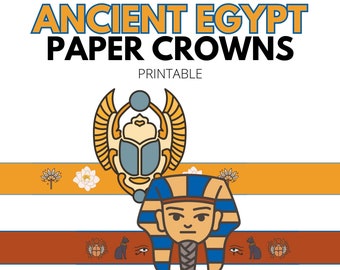 Corona de papel del Antiguo Egipto, Corona de papel DIY, Corona de Egipto para niños, Artesanía del Antiguo Egipto, Artesanía de papel de Egipto, Corona del Antiguo Egipto, Color de la corona para niños