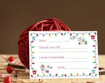 Cartes de remerciement de Noël pour les enfants ~ Carte de remerciement imprimable ~ Noël des enfants ~ Merci des vacances