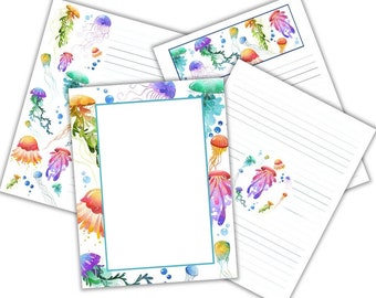 Jellyfish Stationery Set Printable Letter Writing Paper for Letters, Journals and Notes