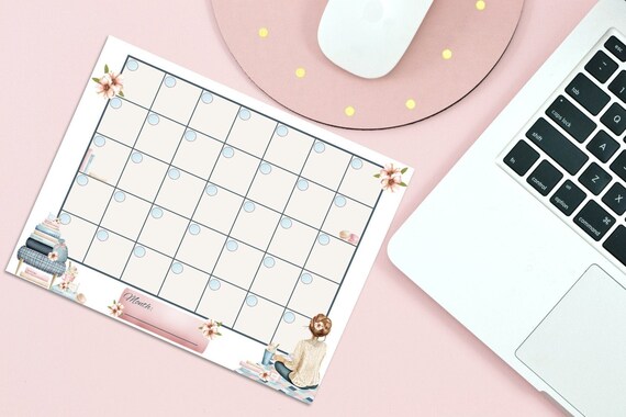 Printable Blank Calendar Page Landscape Printable Monthly - Etsy