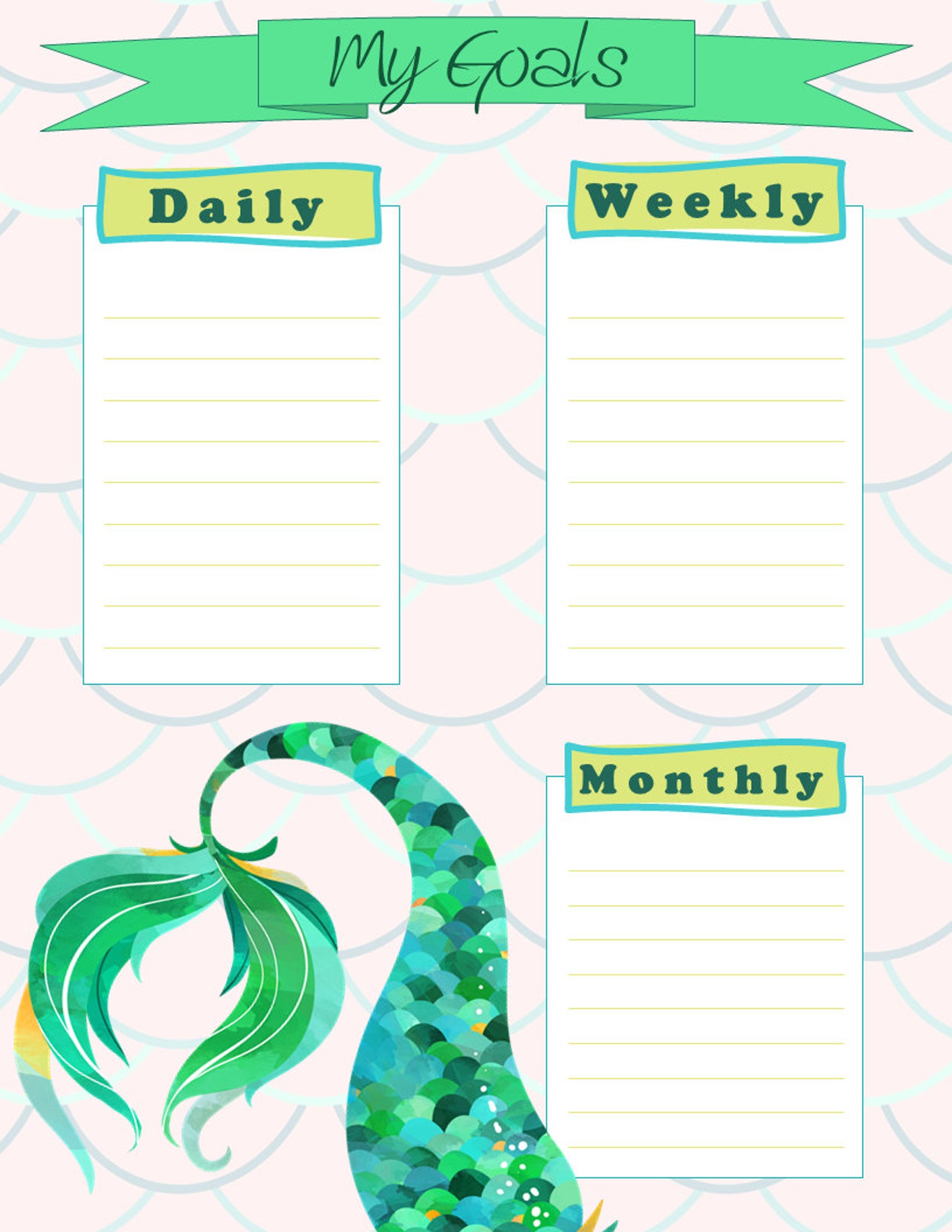 Mermaid Planner Printable Planner Mermaid Themed Planners for Girls - Etsy