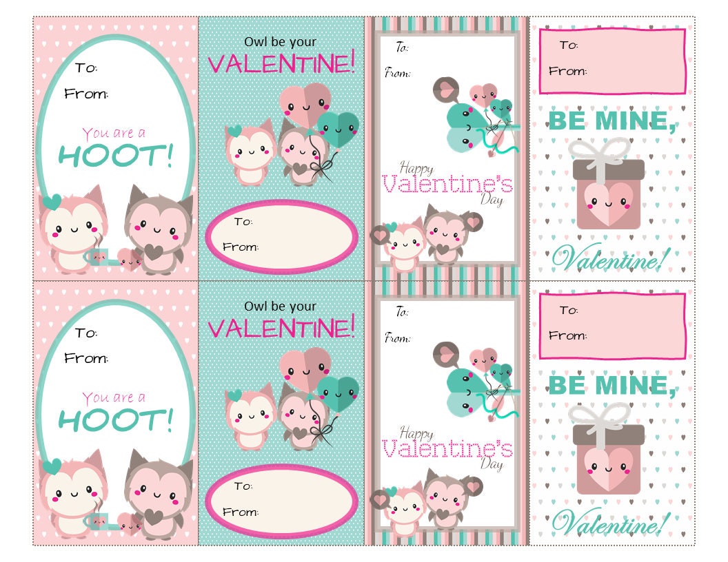 Classroom Owl Valentine's Day Cards, Preschool Valentines