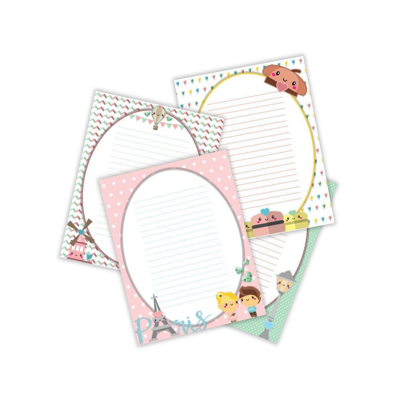 Printable Stationary for Kids ~ Paris Paper ~ Kid's Stationery Set ...