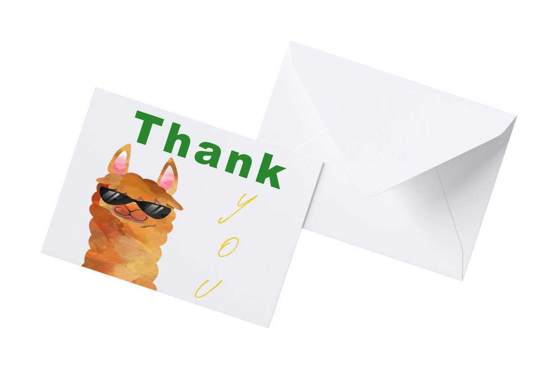 Llama Thank You Cards Llama Thank You Card Printable Digital - Etsy