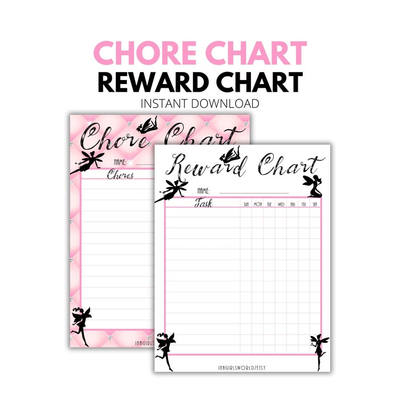 Chore Chart Reward Chart Set Responsibility Chart Chore Chart